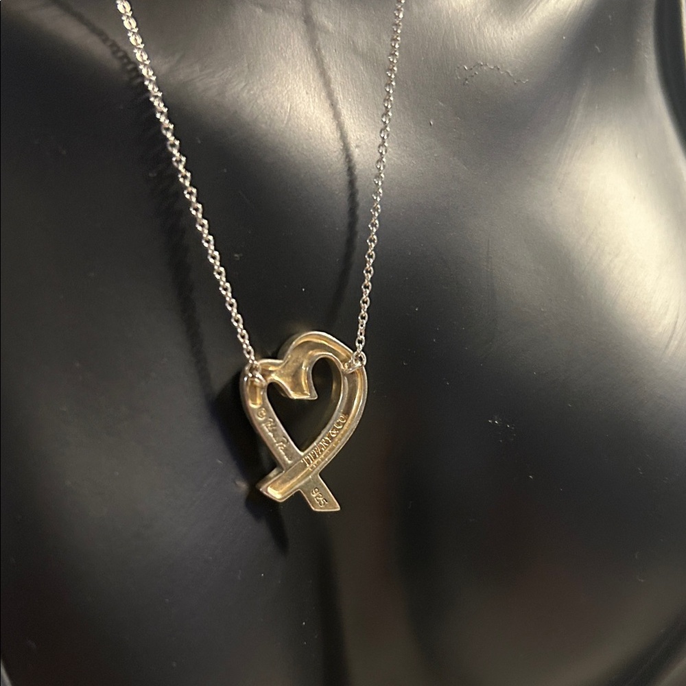 77. Tiffany & Co. Silver Heart Pendant Necklace with COA (large) - Picture 2 of 5